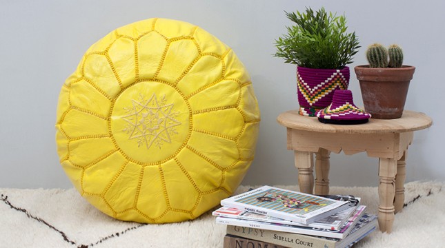 Bohemia Moroccan Pouffe Lemon