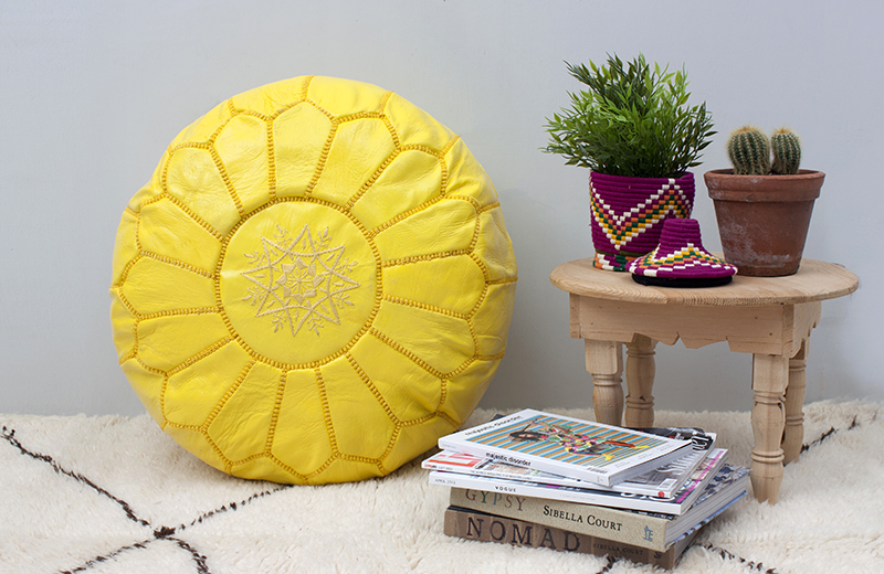 Bohemia Moroccan Pouffe Lemon