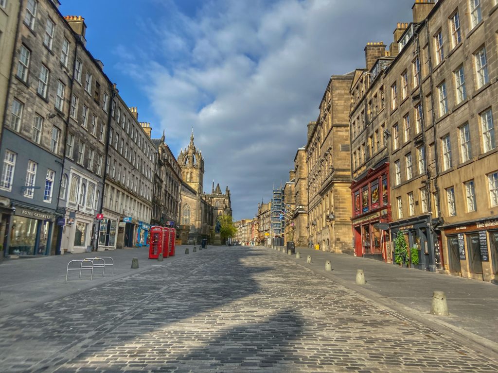 The streets of Edinburgh are empty