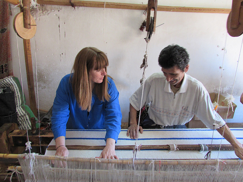 Founder Jenny Lockton on one of her many trips visiting artisans in Morocco.