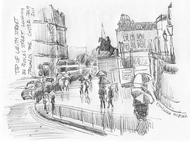 Rain in the City, The Edinburgh Sketcher