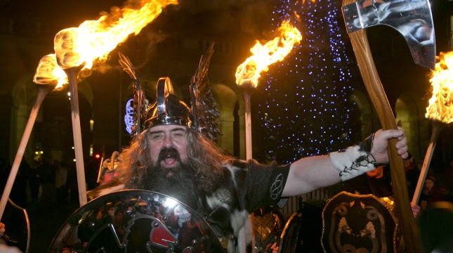Up Helly Aa Vikings lead Edinburgh's Hogmanay Torchlight Procession c Lloyd Smith